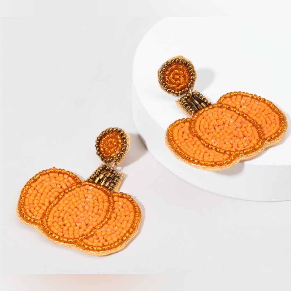 Francesca's Collections Orange Beaded pumpkin  Drop Earrings